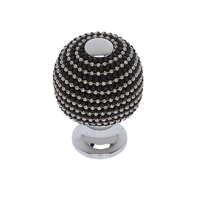 JVJ Hardware - Medieval Collection Polished Chrome Finish 28mm Black and Chrome Beaded Knob, Composition Steel/Solid Brass - Polished Chrome