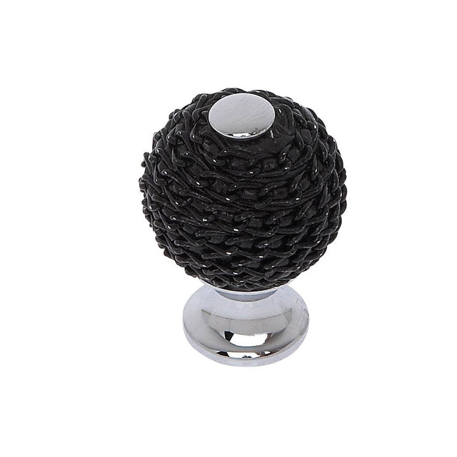 JVJ Hardware - Medieval Collection Polished Chrome Finish 28mm Black Chain Maille Knob, Composition Aluminum/Solid Brass - Polished Chrome