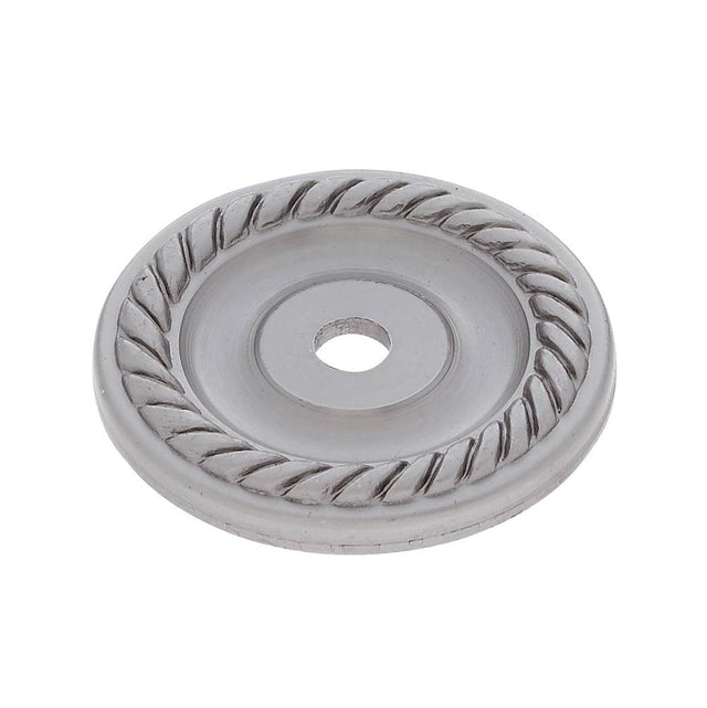JVJ Hardware - Classic Collection Satin Nickel Finish 1-1/2'' Diameter English Rope Back Plate, Composition Solid Brass - Satin Nickel