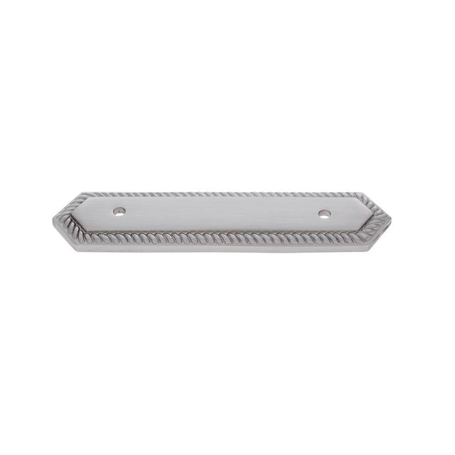 JVJ Hardware - Classic Collection Satin Nickel Finish 3'' c/c Rope Back Plate, Composition Solid Brass - Satin Nickel