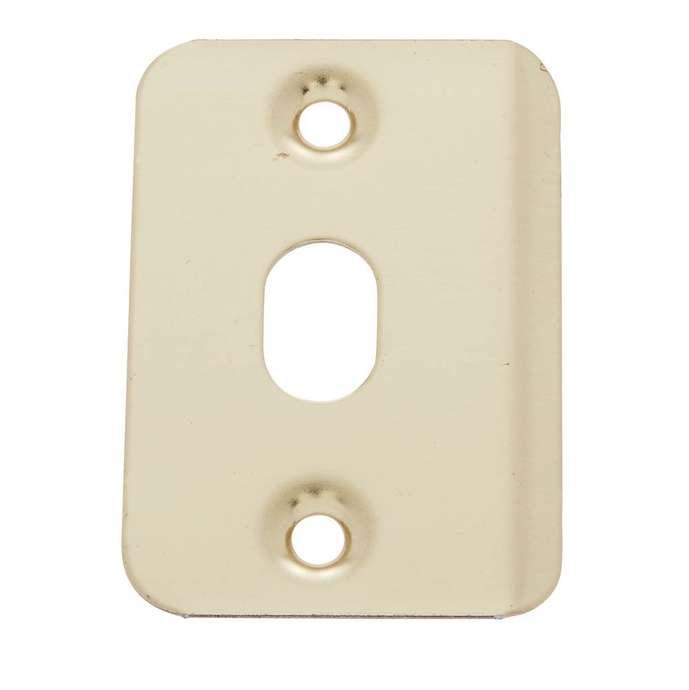 JVJ Hardware - Polished Brass Finish 1-3/16'' X 2-1/4'' Strike Plate w/Hole (Bulk 1,000/Box), Composition Steel (Patent Pending) - Polished Brass