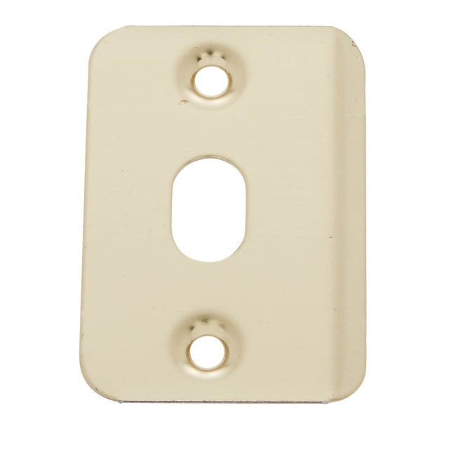 JVJ Hardware - Polished Brass Finish 1-3/16'' X 2-1/4'' Strike Plate w/Hole (Bulk 1,000/Box), Composition Steel (Patent Pending) - Polished Brass