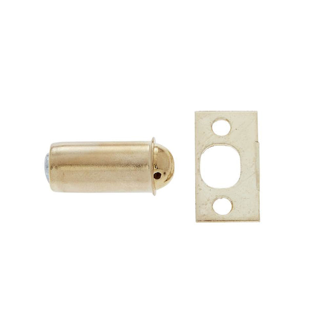 JVJ Hardware - Polished Brass Finish 1/2'' Diameter Bullet Catch (Poly-Bagged), Composition Brass - Polished Brass