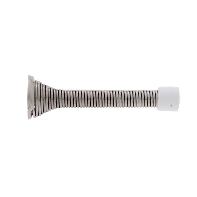 JVJ Hardware - Satin Nickel Finish 3-1/8'' Heavy Duty Spring Door Stop, Composition Zamac - Satin Nickel