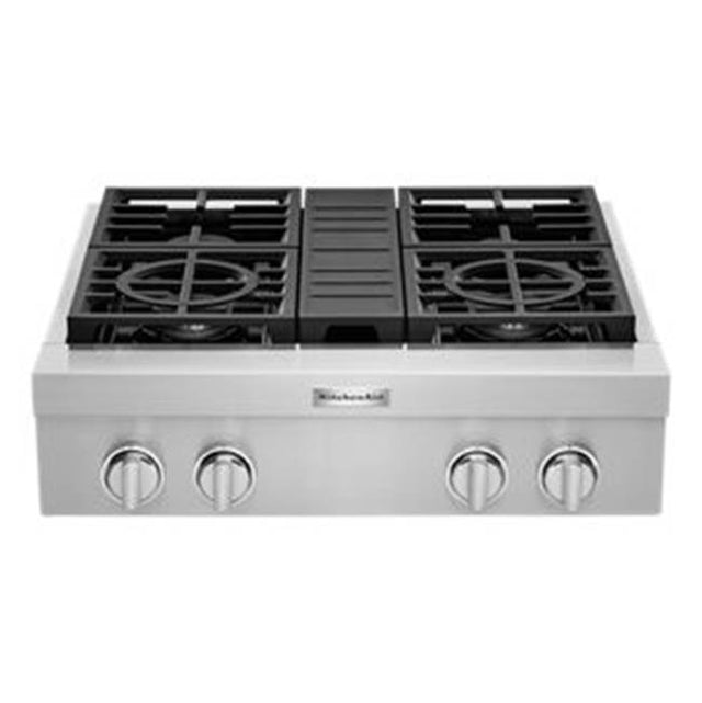 Kitchen Aid - 30'' Commeraical Rangetop, Gas, 4 Burner, Ss - Stainless Steel