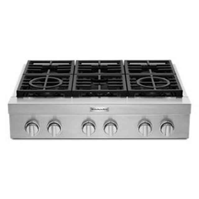 Kitchen Aid - 36'' Commercial Gas Range Top - Stainless Steel