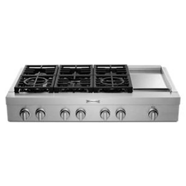 Kitchen Aid - 48'' Commercial Gas Range Top W/Griddle - Stainless Steel