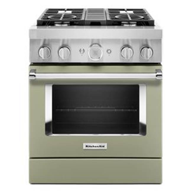 Kitchen Aid - 30'' Dual Fuel Commercial Style Range - Avocado Cream