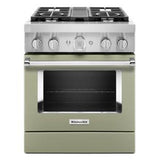 Kitchen Aid - 30'' Dual Fuel Commercial Style Range - Avocado Cream