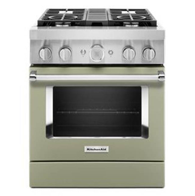 Kitchen Aid - 30'' Dual Fuel Commercial Style Range - Avocado Cream