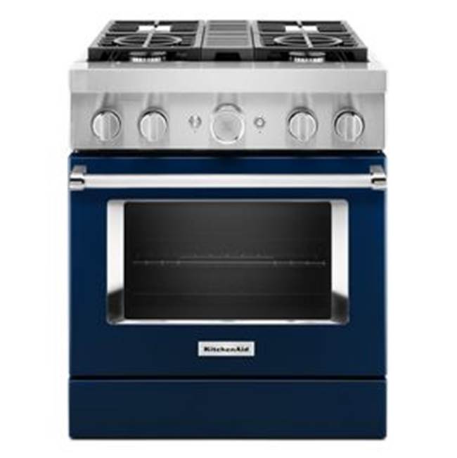 Kitchen Aid - 30'' Dual Fuel Commercial Style Range - Ink Blue