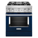 Kitchen Aid - 30'' Dual Fuel Commercial Style Range - Ink Blue