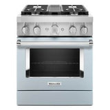 Kitchen Aid - 30'' Dual Fuel Commercial Style Range - Misty Blue