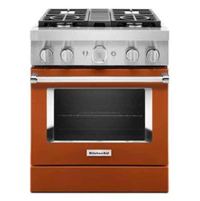 Kitchen Aid - 30'' Dual Fuel Commercial Style Range - Scorched Orange