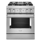 Kitchen Aid - 30'' Dual Fuel Commercial Style Range - Heritage Stainless Steel