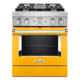 Kitchen Aid - 30'' Dual Fuel Commercial Style Range - Yellow Pepper