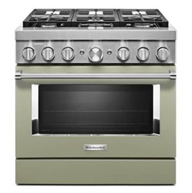 Kitchen Aid - 36'' Dual Fuel Commercial Style Range - Avocado Cream