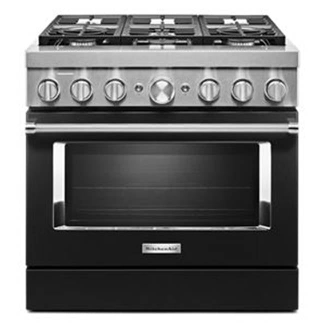 Kitchen Aid - 36'' Dual Fuel Commercial Style Range - Imperial Black