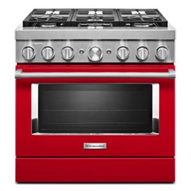 Kitchen Aid - 36'' Dual Fuel Commercial Style Range - Passion Red