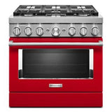 Kitchen Aid - 36'' Dual Fuel Commercial Style Range - Passion Red