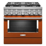 Kitchen Aid - 36'' Dual Fuel Commercial Style Range - Scorched Orange