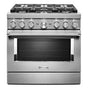 Kitchen Aid - 36'' Dual Fuel Commercial Style Range - Heritage Stainless Steel