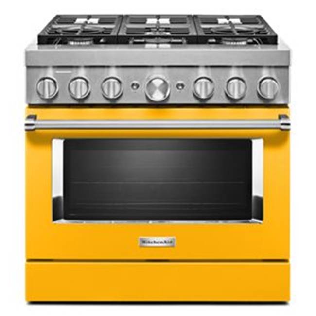 Kitchen Aid - 36'' Dual Fuel Commercial Style Range - Yellow Pepper