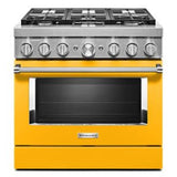 Kitchen Aid - 36'' Dual Fuel Commercial Style Range - Yellow Pepper