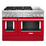 Kitchen Aid - 48'' Dual Fuel Commercial Style Range W/Griddle - Passion Red