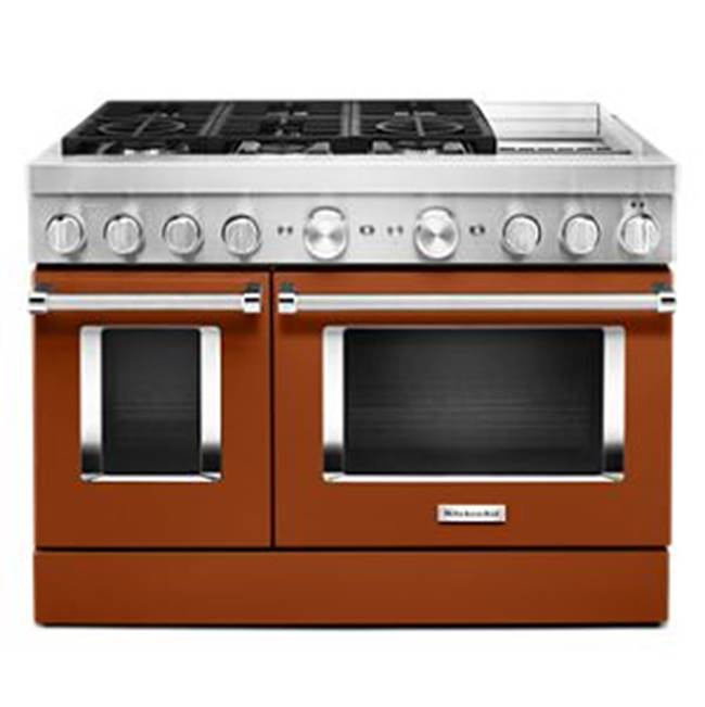 Kitchen Aid - 48'' Dual Fuel Commercial Style Range W/Griddle - Scorched Orange