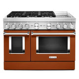 Kitchen Aid - 48'' Dual Fuel Commercial Style Range W/Griddle - Scorched Orange