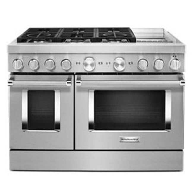 Kitchen Aid - 48'' Dual Fuel Commercial Style Range W/Griddle - Heritage Stainless Steel