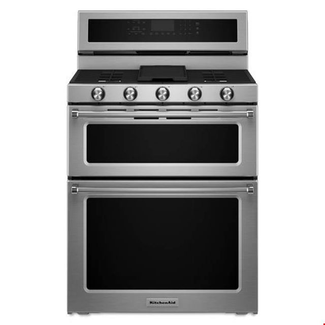 Kitchen Aid - 30 in. Self-Cleaning Convection Freestanding Dual Fuel  Double Oven Range - Stainless Steel
