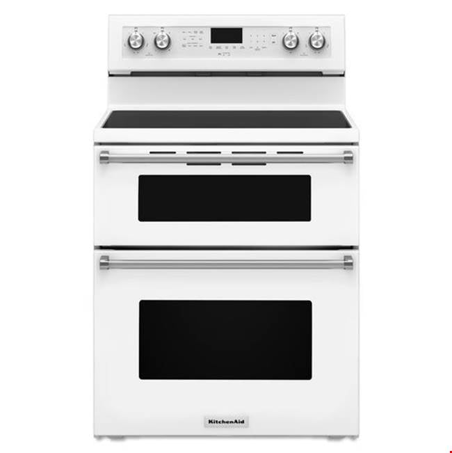 Kitchen Aid - 30 in. Self-Cleaning Convection Freestanding Electric Double Oven Range - White