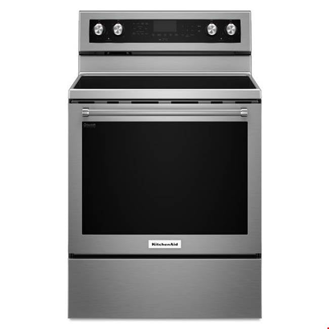 Kitchen Aid - 30 in. Self Cleaning Convertible Ceramic Glass Freestanding Electric Range - Stainless Steel