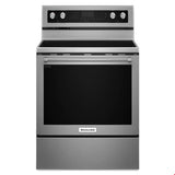 Kitchen Aid - 30 in. Self Cleaning Convertible Ceramic Glass Freestanding Electric Range - Stainless Steel