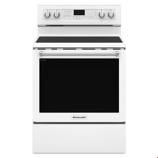 Kitchen Aid - 30 in. Self Cleaning Convertible Ceramic Glass Freestanding Electric Range - White