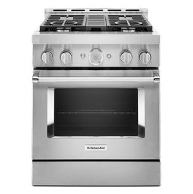 Kitchen Aid - 30'' Gas Commercial Style Range - Heritage Stainless Steel