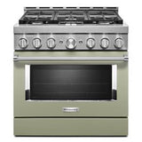 Kitchen Aid - 36'' Gas Commercial Style Range - Avocado Cream