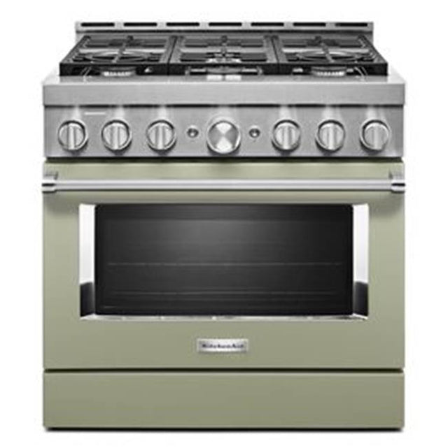 Kitchen Aid - 36'' Gas Commercial Style Range - Avocado Cream