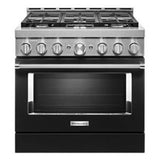 Kitchen Aid - 36'' Gas Commercial Style Range - Imperial Black