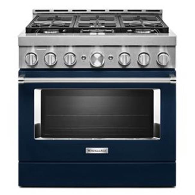 Kitchen Aid - 36'' Gas Commercial Style Range - Ink Blue