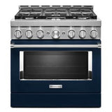 Kitchen Aid - 36'' Gas Commercial Style Range - Ink Blue