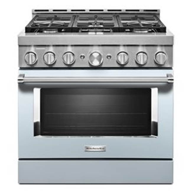 Kitchen Aid - 36'' Gas Commercial Style Range - Misty Blue