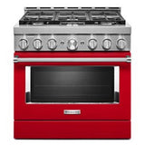 Kitchen Aid - 36'' Gas Commercial Style Range - Passion Red