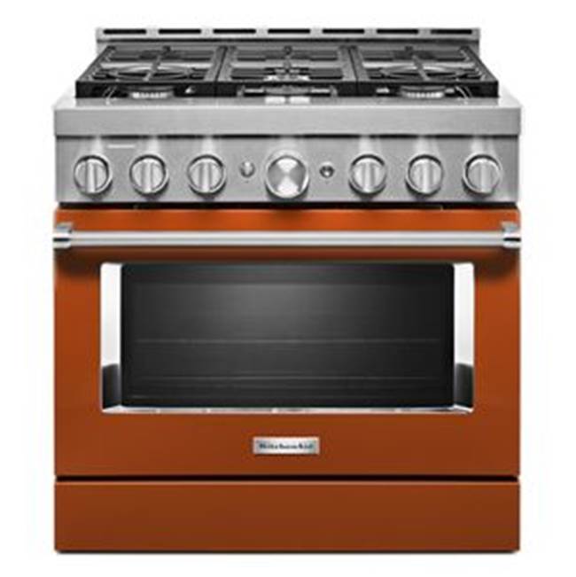 Kitchen Aid - 36'' Gas Commercial Style Range - Scorched Orange