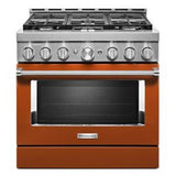 Kitchen Aid - 36'' Gas Commercial Style Range - Scorched Orange