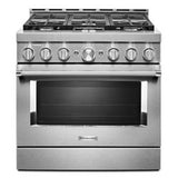 Kitchen Aid - 36'' Gas Commercial Style Range - Heritage Stainless Steel