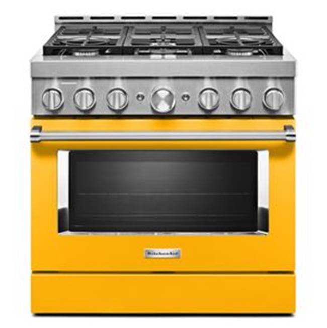Kitchen Aid - 36'' Gas Commercial Style Range - Yellow Pepper