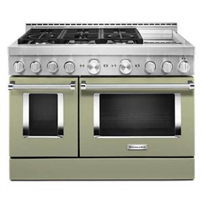 Kitchen Aid - 48'' Gas Commercial Style Range W/Griddle - Avocado Cream